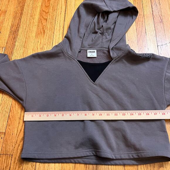 Gymshark Hoodie Womens Small Cropped Sweatshirt Gray Purple - Picture 6 of 7